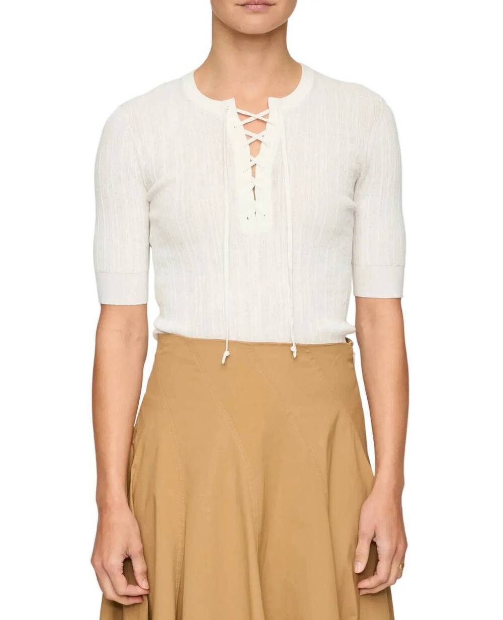 NEW A.L.C. fawn breathable knit top in bright white